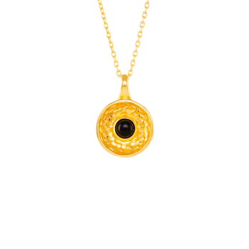 Kette aus Messing, vergoldet, schwarzer Onyx